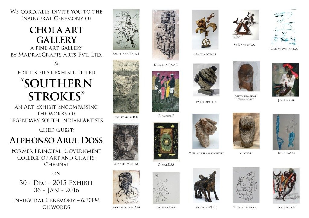 Invitation back page featuring exhibiting artists